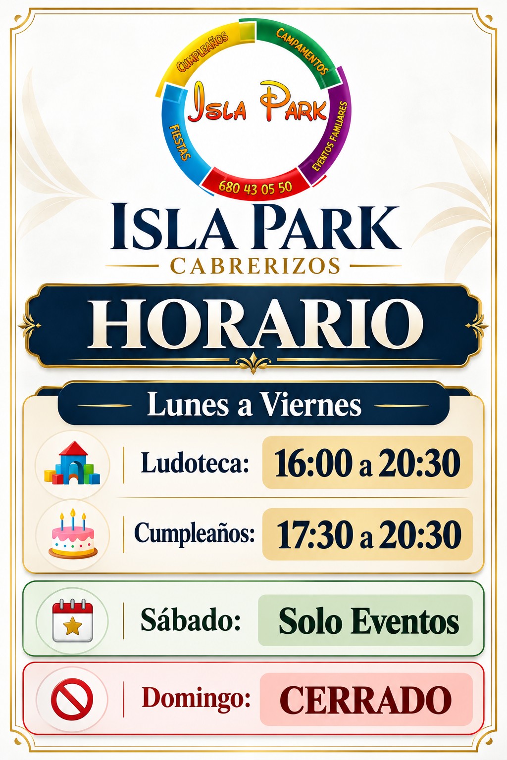 Horario Isla Park