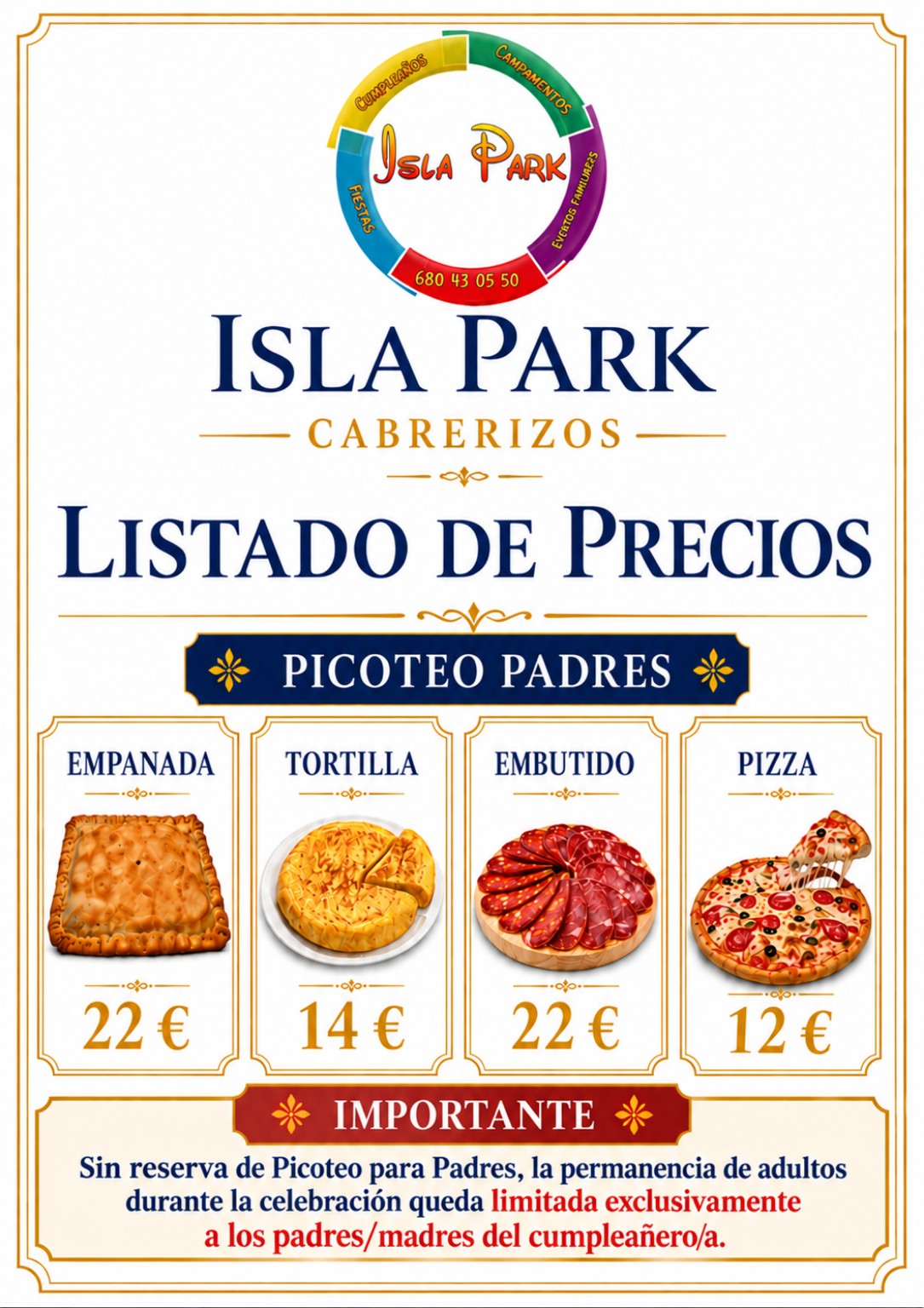 Precios picoteo padres